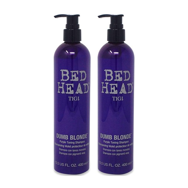 TIGI Bed Head Dumb Blonde Purple Toning Shampoo, 13.5 Ounce (2 Pack)