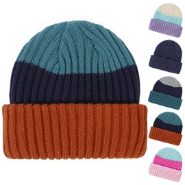 QIYIENDIAN Baby Toddler Soft Winter Hat Knitted Warm Hat Beanie Hats Kids Boys Girls, Caramel Navy Hazel