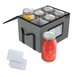 JarMax 64 oz 1/2 Gallon jars Storage Containers, Sturdy Canning Jar Storage Containers Holds 6 64oz Ball Mason Jars, Foldable Canning Organizer, Stackable Home Storage Box with Lid & Label holder