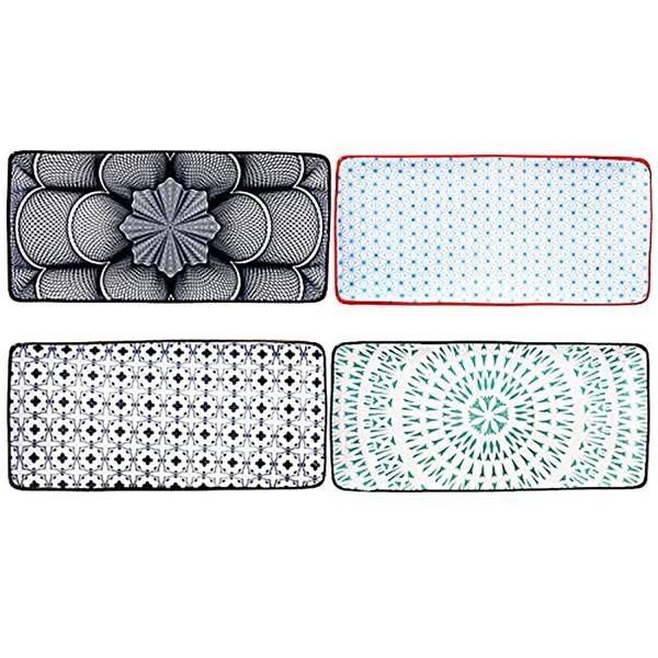 BOSILI Japanese Sushi Plates Set of 4 Appetizer Serving Trays