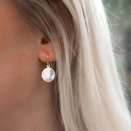 Gold Disc Dangle Earrings for Women Silver Disc Drop Earrings Hammered Disc Earrings Fashion Minimalist Jewelry for Women (B Style)