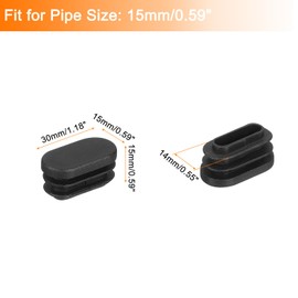 QUARKZMAN 8 Stück Oval Kunststoff Lochstopfen, 1,18" x 0,59" Gummikappen Rohreinsätze Endkappen für Stuhlbeine Metallrohre Möbel, Schwarz