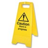 Sign, Work In Progress Standing, Rp, External Height 575mm, External Width 300mm, Sign Colour Black on Yellow, Sign Legend Caution, Sign Material Plastic, Sign Type Floor, Warning, Personal Protection