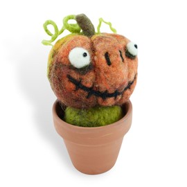 Woolbuddy Fake Plant Felted Succulent - Pumpkin, Cute Desk Decor – Small Artificial Plant for Office, Coffee Table, or Living Room, Perfect for Small Spaces, Easy to Maintain and Stylish