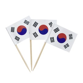 100 Pcs Korea Flag Korean Toothpick Flags, Small Mini Stick Cupcake Toppers Korean Flags Cocktail Picks