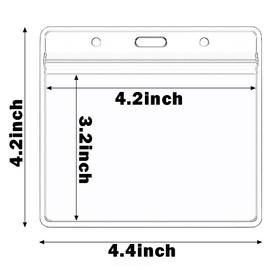 Portatarjetas de identificación para tarjetas de identificación, paquete de 100 (horizontal, 4 x 3 pulgadas), plástico transparente de alta calidad