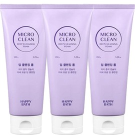 Happy Bath Micro Micellar Deep Cleansing Foam, 150g, 3 packs / 해피바스 마이크로 미셀라 딥 클렌징 폼, 150g, 3개