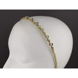 Light Grey Gold skinny headband thin narrow sparkly hair band accessory crystal R-3482