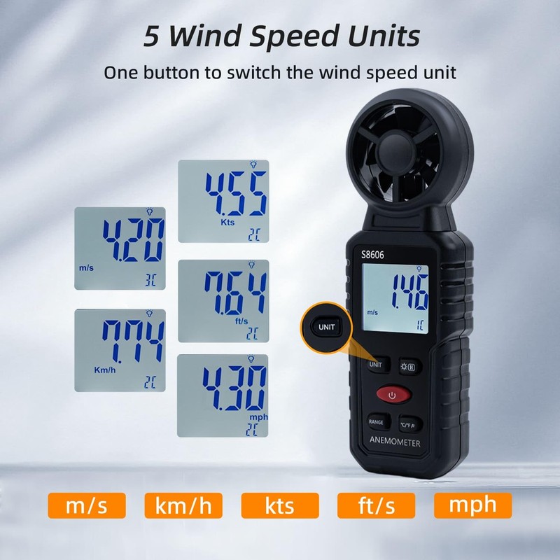Mcbazel 3 in 1 Handheld Digital Anemometer Wind Gauge Wind