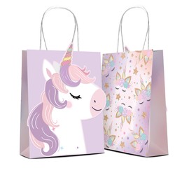 16 PCS Unicorn Party Favor Bags, Unicorn Birthday Gift Bags with Handles