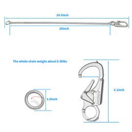 [Ahiller] Men's Wallet Chain, Double Locking Key Chain with Tungsten Steel Sharp Cone Carabiner, Jeans Chain, Wallet Chain, YK--Silver-Carabiner-chain