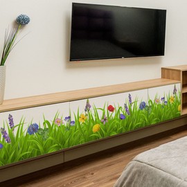 WOHAHA Garden Green Grass Flower Wall Decals Skirting Line Wall Corner Stickers Removable Wall Art Murals Peel and Stick Living Room Kitchen Girls Boys Kids Nursery Bedroom Wall Decor