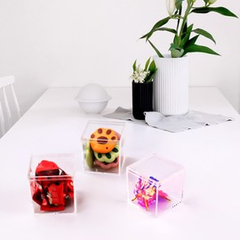 Lomgwumy Acrylic Box with Lid Small, Acrylic Box with Lid, Pack of 4, Durable, with Lid, Acrylic Square Container is Suitable for Storing Candy, Small Accessories, Cosmetics