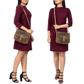 STILORD 'Violeta' Leather Shoulder Bag Women's Vintage Handbag Small Shoulder Bag Evening Bag Party Bag Leisure Bag Genuine Leather, Medium - Brown, shoulder bag