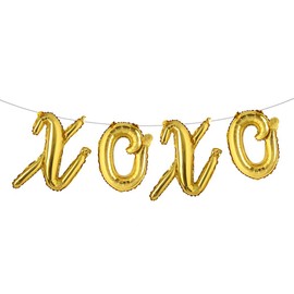 XOXO 18 Inch Foil Letter Balloons for Wedding Engagement Valentines Wedding Birthday Party Multicolor (LXOXO Gold)
