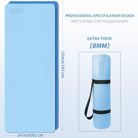 Thick Yoga Mat Double-Sided Non Slip,Eco Friendly Exercise Mat for Men and Women, High Density Pro Mat with Carrying Strap (Space Blue +Ocean Blue)