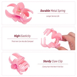 Kivzex 3.4inch Medium Hawaiian Flower Hair Claw Clip for Women 6Pack Plumeria Flower Hair Clips for Thick Thin Hair Hawaii Hair Accessories