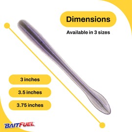 BAITFUEL Crush Worm Infused with Supercharged X55 Formula Gel: Fish Scent Technology with Powerful Attractants | 3.75-Inch, Bang (PN: X71580)
