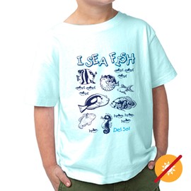 Del Sol Color Changing Toddler Boys Crew Tee - I Sea Fish, Chill Blue, Size 5/6T