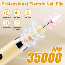 Electric Nail File Nail Cutter Manicure Set Cutter Gel Nails Nail Drill Nails Pedicure Professional Frezarka Paznokci Machine Cuticle Remover Wireless Nail Care Set Electric File 35000 rpm