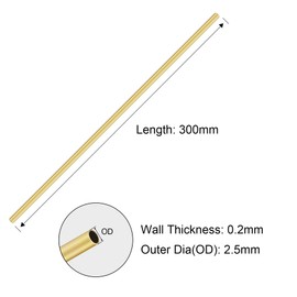 iMeistek Brass Tubes, 2.5mm OD 0.2mm Wall Thickness 300mm Length Seamless Straight Brass Round Pipe Tubing for DIY Crafts (3PCS)