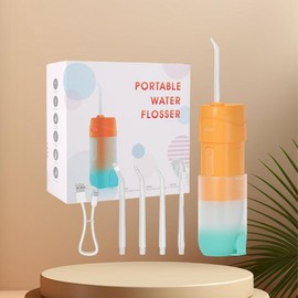 HXCRAY,Cordless Water Flosser,Reusable Gum Care Tongue Cleaning Plaque RemovalReplaceable Nozzle 200ML Water Tank USB Rechargeable, IPX7 Waterproof ,Home and Travel Oral Health Rinser - colour: orange