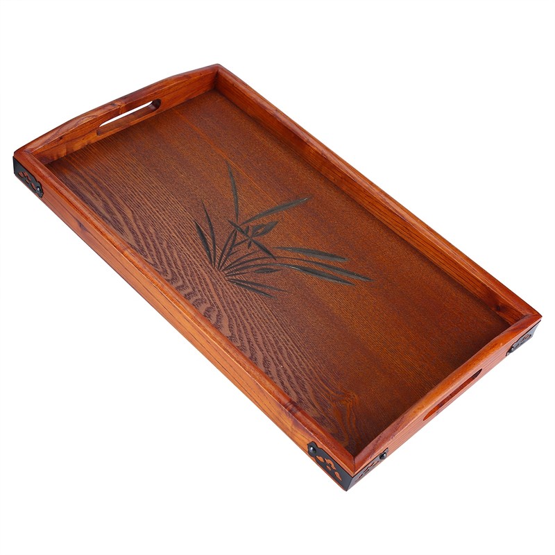 Large Wood Serving tea Water Drinks Tray Wooden Breakfast Tea