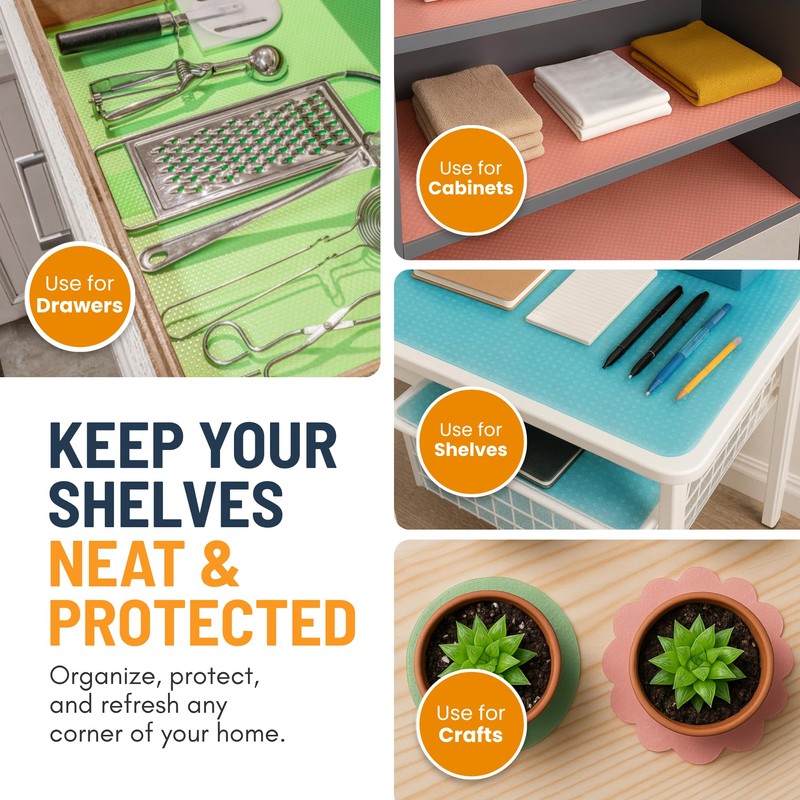 Refrigerator Liners for Shelves (8 Pack) by Linda’s Essentials -