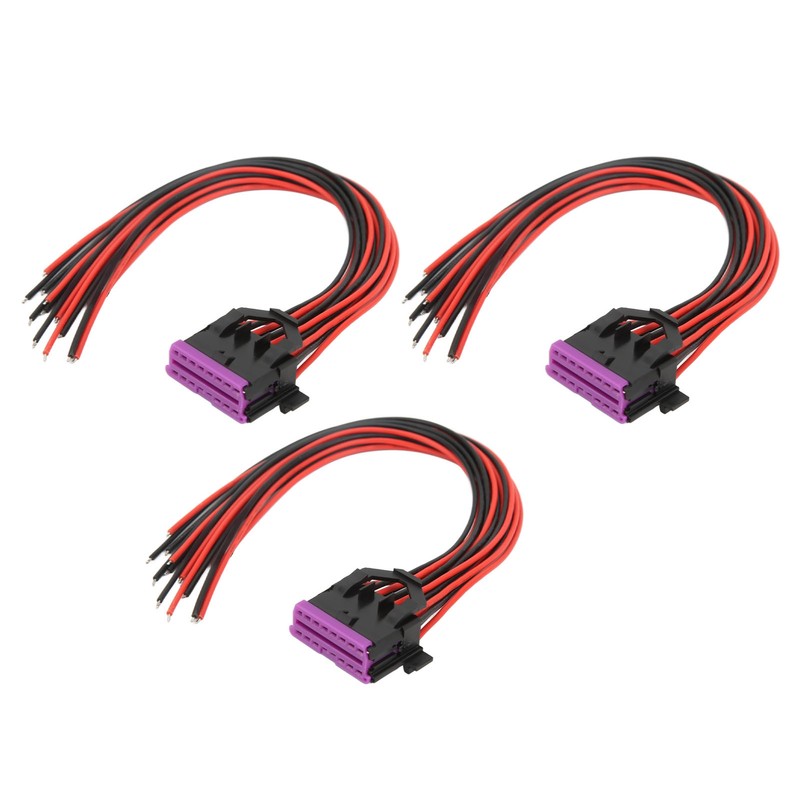 3 Pcs 16 Pin OBD2 Female Connector Cables 30cm J1962