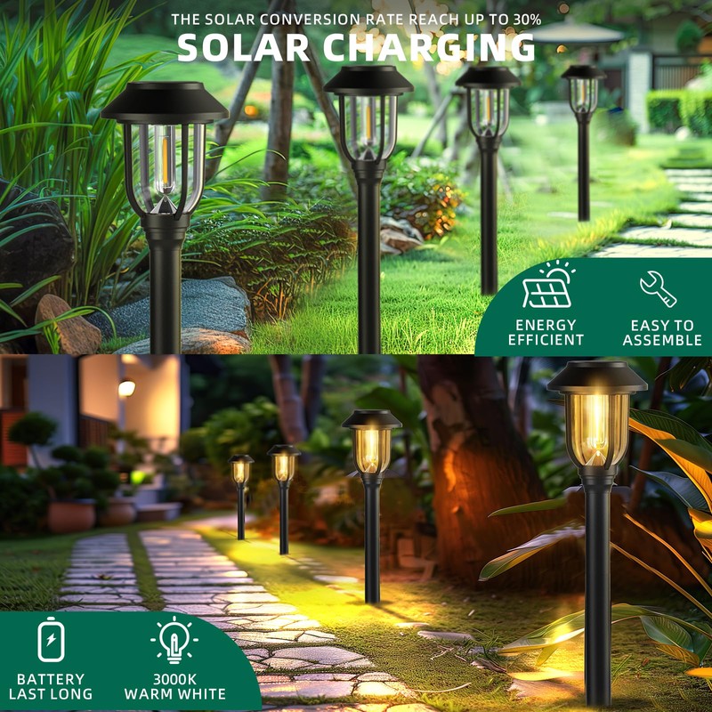ILANCK 12 Pack Solar Lights Outdoor, Solar Pathway Lights Waterproof