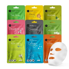 Celavi Essence Facial Mask Paper Sheet Korea Skincare Moisturizing 9 Pack (9 Types Mixed) Color / 셀라비 에센스 페이셜 마스크 종이 시트 코리아 스킨케어 보습 9팩 (9종 혼합) Color
