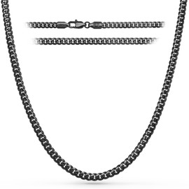 RTZN® Cuban Link Chain for Men – 5mm Black Chain Necklace – Premium Diamond-Cut Stainless Steel Black Necklace for Men – NON-TARNISH & 100% Waterproof Men Jewelry Necklace (20" Inches)