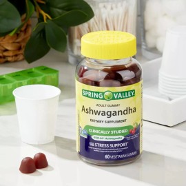 Unbranded  Ashwagandha Vegetarian Gummies for Stress Support, Cherry Flavor, 60 Count