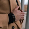 SERASAR Leather Bracelet for Men Onyx Beads Mens Beaded Lava