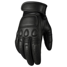 Jackets 4 Bikes Motorcycle Gloves - Goatskin Leather, Touch Screen, Classic Vintage Design for Men Women, Anti-Slip Protective Motorbike Cruiser Biker Glove Black S