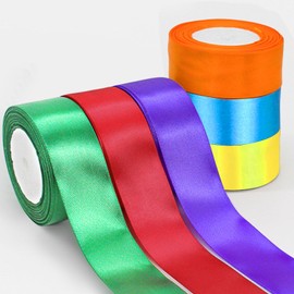 Dulynva 6 Farben Satinband 50mm Breit x 22m Seidenbänder Bunt Geschenkband Schleifenband Große Stoffband Dekoband für Geschenkverpackungen Hochzeit Basteln DIY Nähen Geburtstag Stuhl Party