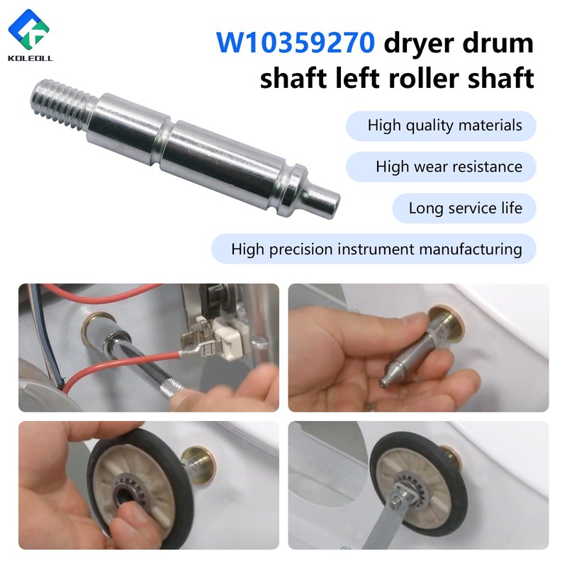 KOLEOLL WPW10359270 Fits For Whirlpool Dryer Drum Support Roller Shaft