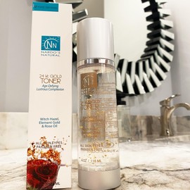 Nardo's Natural 24 Karat Gold Facial Toner, 4 oz, pH Balancing with Witch Hazel, Element Gold & Rose Oil, Nourishing for Smooth Fresh Skin, All Skin Types (Pack of 1)