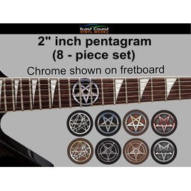 2" Pentagram Baphomet Necronomicon 8 Piece Vinyl Decal Set Pick from Gloss or Satin Finish Guitar Fret/Fingerboard Inlay Markers for Jackson ESP Gibson Fender Ibanez Dean Schecter (Gloss Finish)