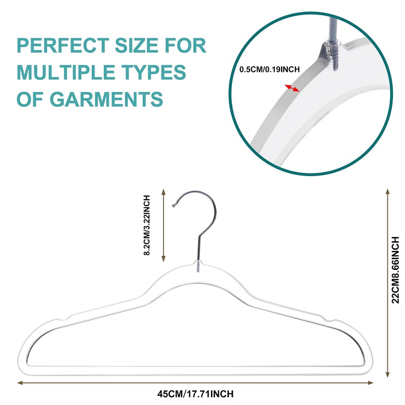 Quality Hangers Clear Plastic Hangers for Clothes | 50 Pack