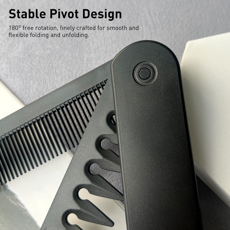 2-in-1 Men's Protable Folding Pocket Comb - Black, Fine &