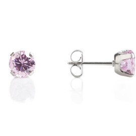 STUDEX Sensitive Pink Cubic Zirconia Stud Earrings 5mm | Hypoallergenic and Nickel Free for Sensitive Ears | Surgical Stainless Steel Posts | High Fashion Earrings for Women and Men