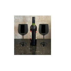 K&K Home Gunmetal Black Stainless Steel Unbreakable Wine Glasses - 18 oz - Set of 2 Colored, Stemmed Metal Wine Glasses Perfect for Outdoors, Weddings, and Parties