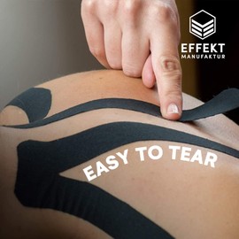 Effekt Kinesiology Tape Waterproof (5 m x 5 cm), 2 Roll - Elastic Physio Tape for Muscle Support and Injury Recovery, Medical Tape, Sports Tape Strapping Durable Kinesthetic Tape (Blue + Black)