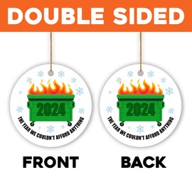 MAIANEY The Year We Couldn't Afford Anything Dumpster Fire Ornament 2024 3" Dumpster Fire Ornaments For Christmas Tree Economic Inflation Funny Chirstmas Gag Gifts Decorations Ceramic Hanging Ornament