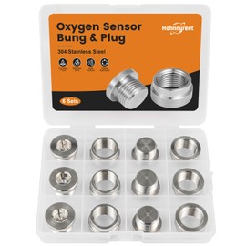 6 Set O2 Oxygen Sensor Bung and Plug 304 Stainless Steel M18-1.5,Oxygen Sensor Bung Stepped Style with Plug (6 Set Silver, M18 x 1.5)