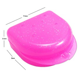 Dental Aesthetics Glitter Gumshield Case - Mouthguard Box for Ortho Retainers, Sports Dental Appliances, Dentures & More (Glitter Pink)