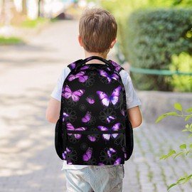 Eccustomized Butterfly Backpack for Girls, Women - 16 Inches Black Backpacks for Teens, Adults - Fashion Print Bookbag for School, Travel