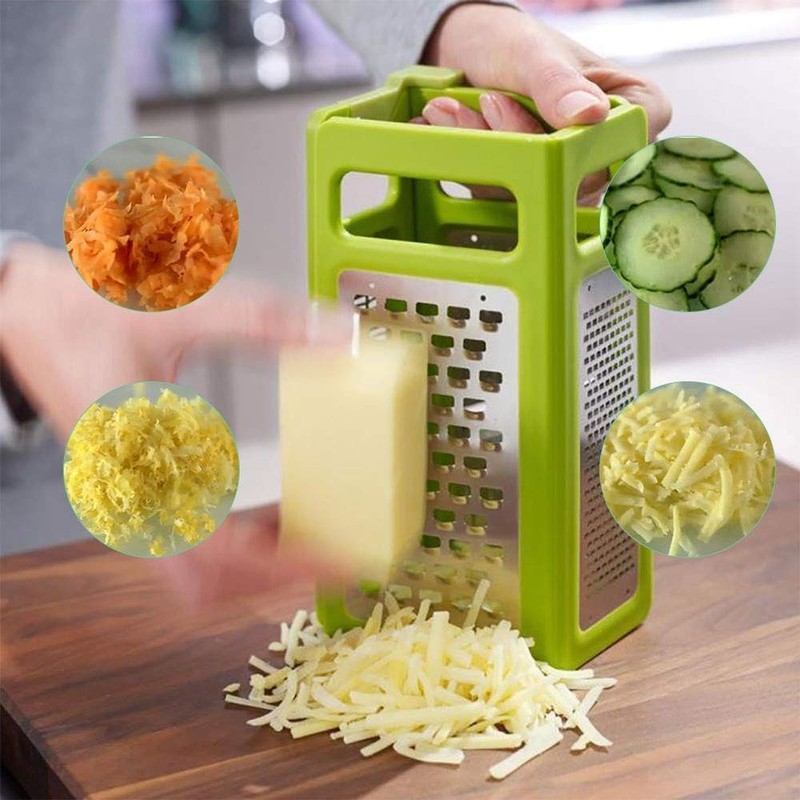 4 Sides Grater Stainless Steel Foldable Shredder Cheese Vegetable Flat