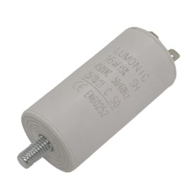Lumonic Starting Capacitor with Plug 6.3 x 0.8 mm I 16µF 450V I 34 x 70 mm I 16uF I Motor Capacitor with Plastic Housing I Operating Capacitor I for Pump